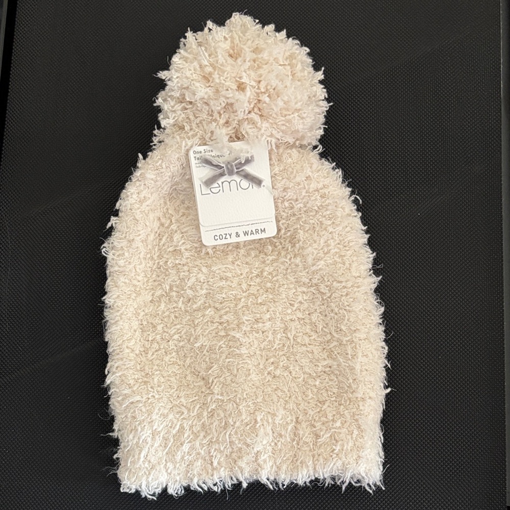 Lemon Cream Fuzzy Beanie